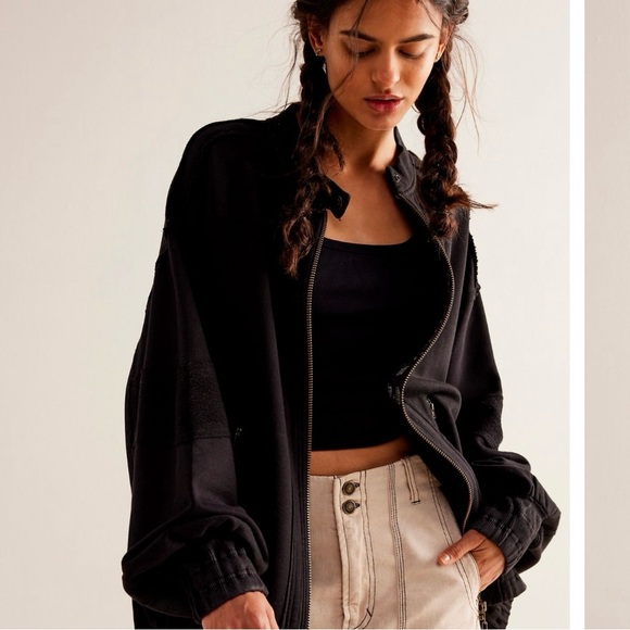 Free People Lou Moto Zip Jacket Black Size XL - Picture 8 of 10